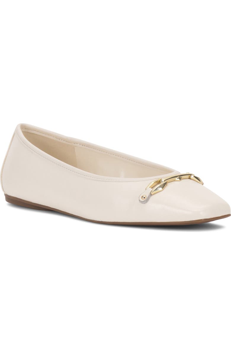 Vince Camuto Virna Square Toe Flat, Main, color, Coconut Cream