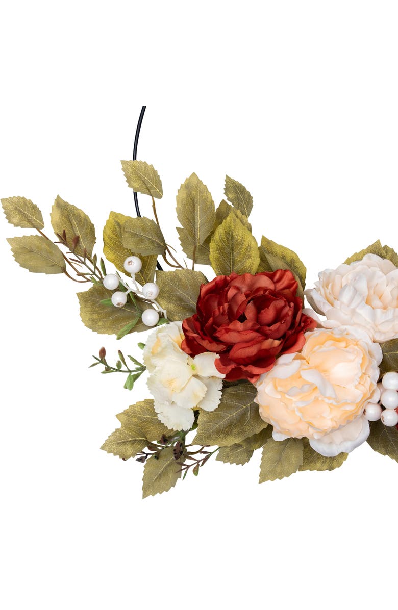 Northlight Fall Harvest Artificial Floral Fall Foliage Twig Wreath - 22", Alternate, color, Orange