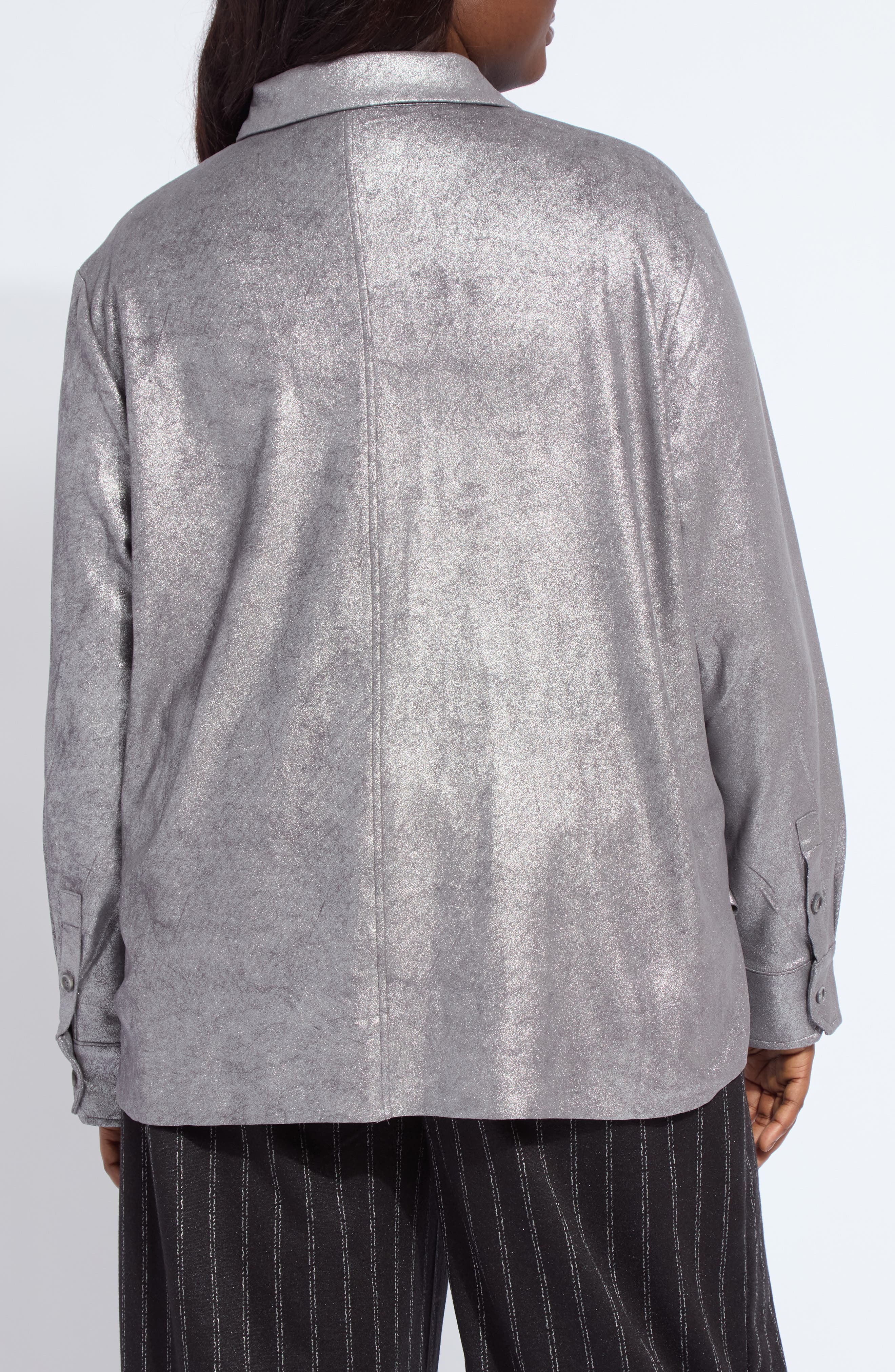 Connie Foil Faux Suede Shacket - image 2