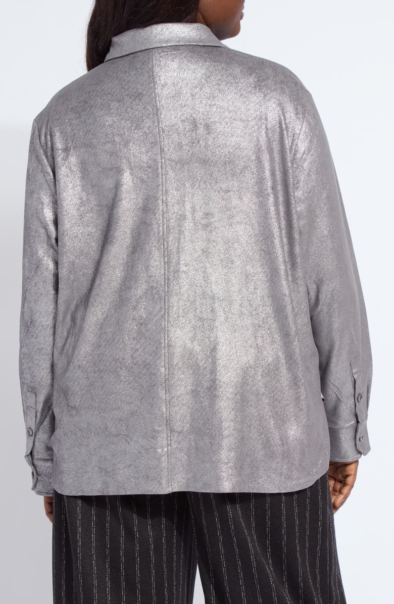 Lysse Connie Foil Faux Suede Shacket, Alternate, color, Distress Metallic Silver