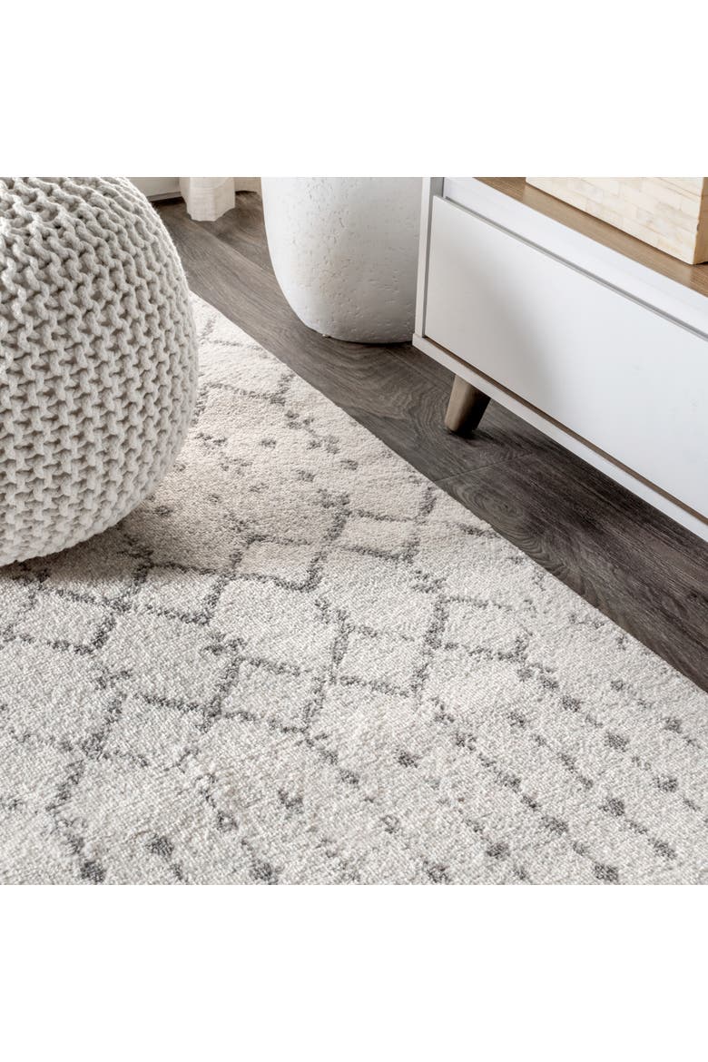 Moroccan HYPE Boho Vintage Diamond Oval Area Rug, Alternate, color, Cream/Gray