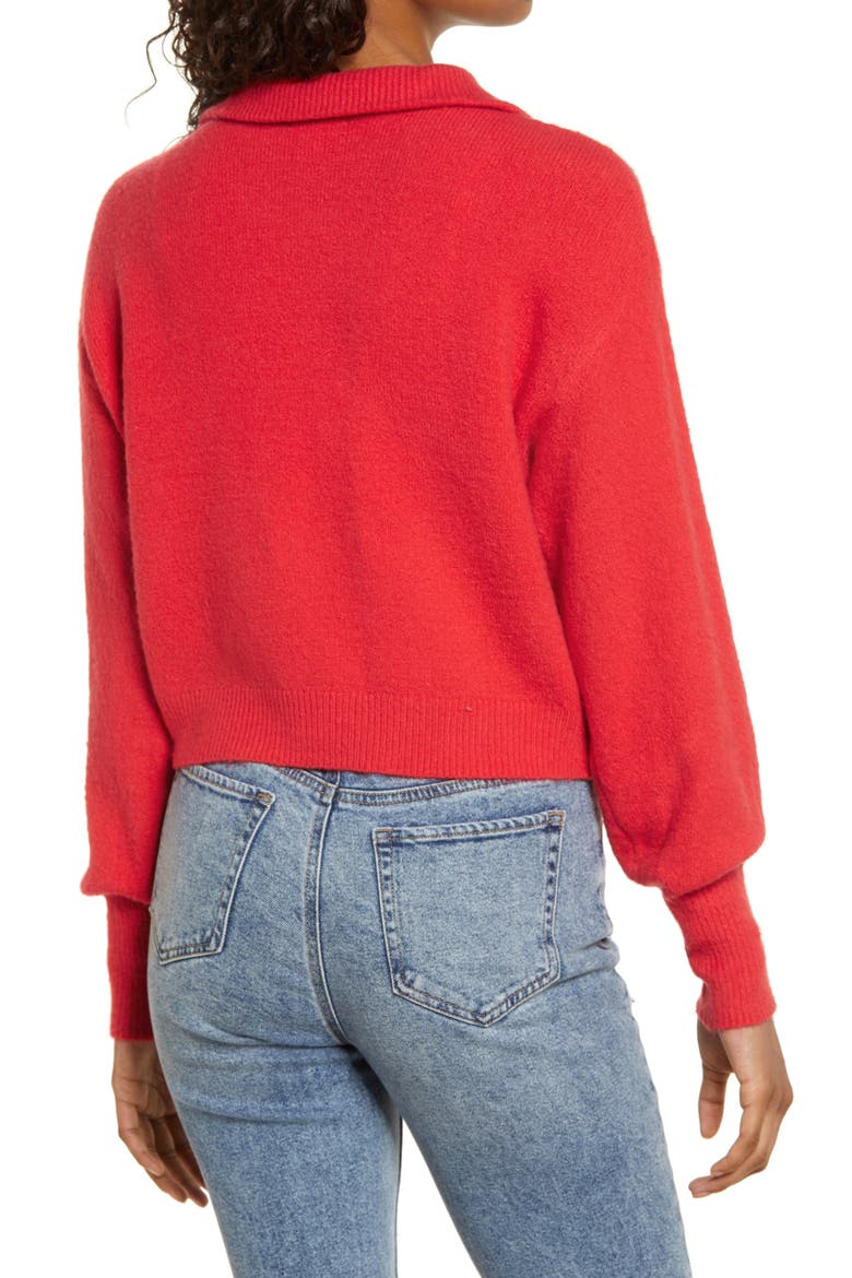 Zip Mock Neck Sweater, Alternate, color, RED POINSETTIA