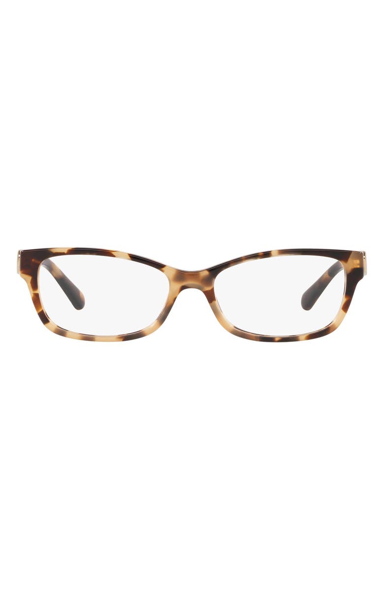 COACH 53mm Rectangular Optical Glasses, Main, color, Brown Tort