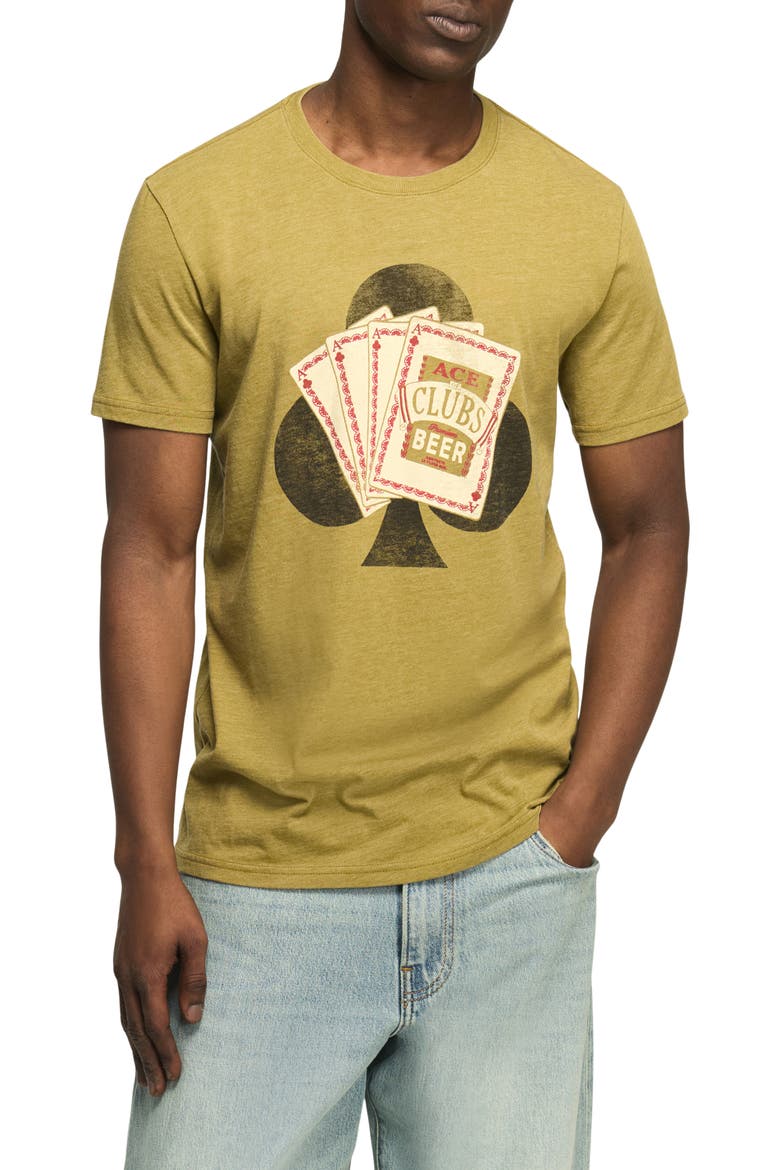 Ace of Clubs Beer Cotton Blend Graphic T-Shirt, Main, color, GREEN MOSS