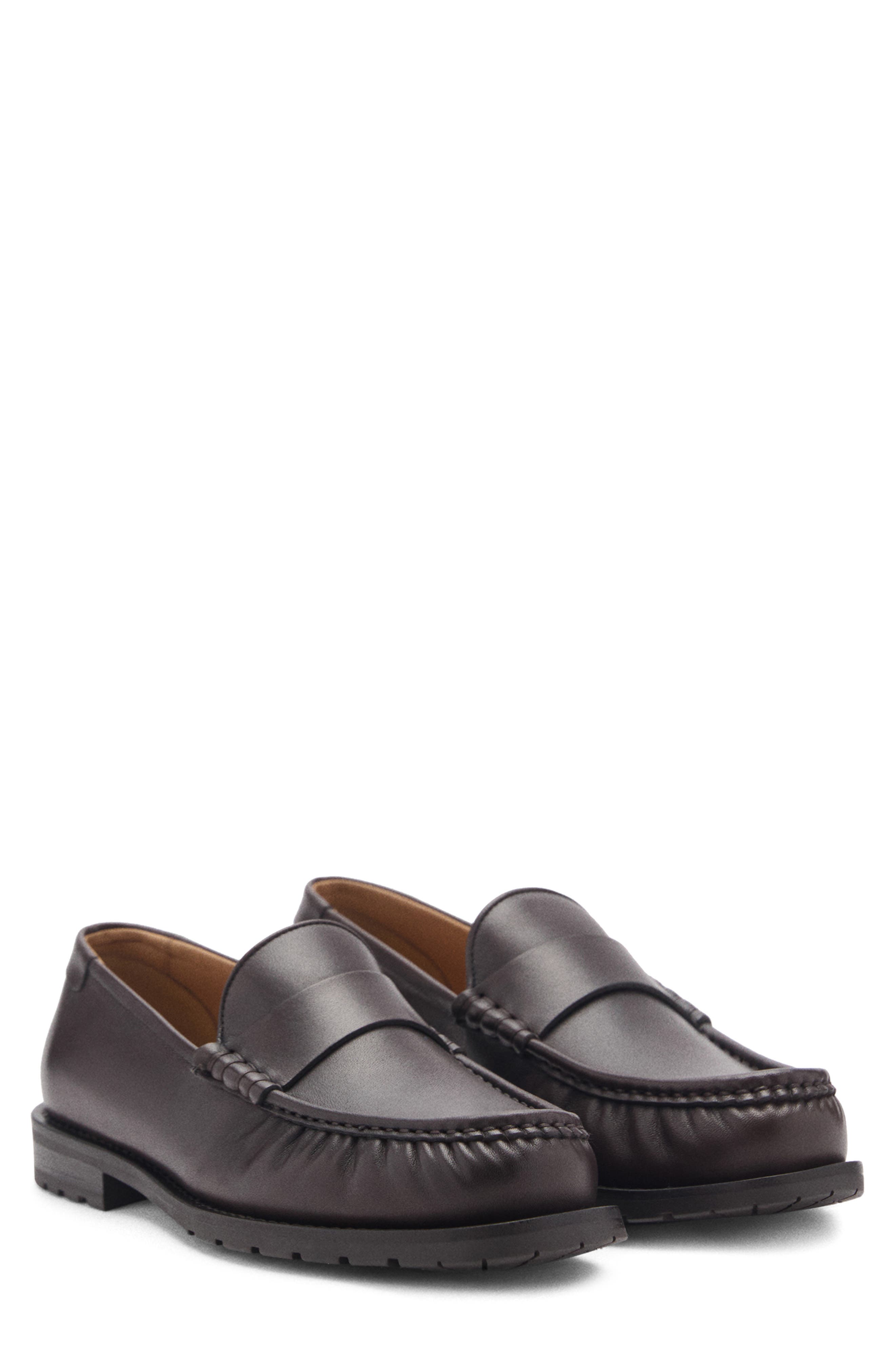 MANGO Leather Loafer, Main, color, 