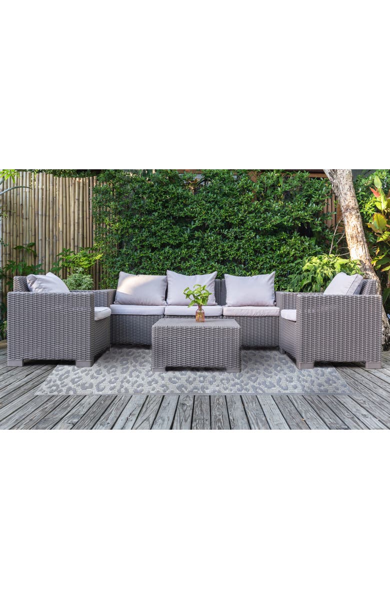 Mad Mats Leopard Rug, Alternate, color, Silver Cream - 6'X9'