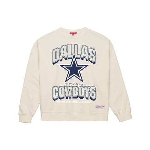Women's  Mitchell & Ness  Cream Dallas Cowboys Tonal Arch Sweatshirt