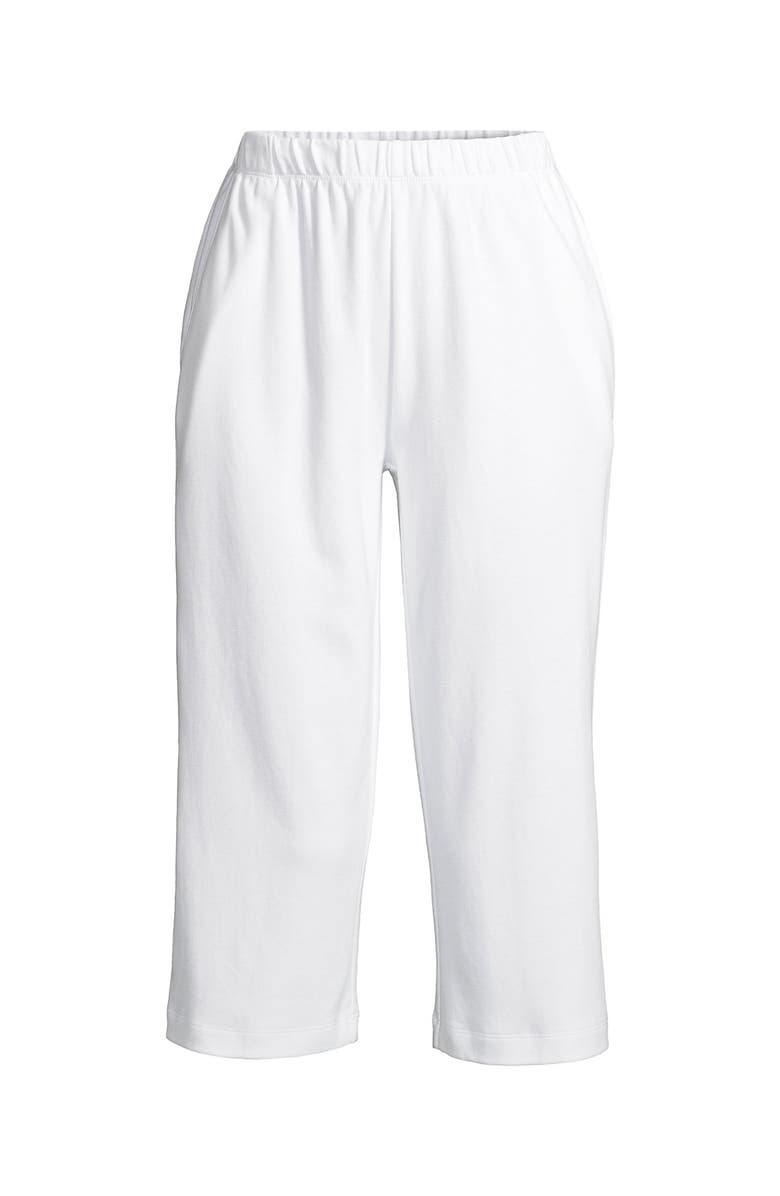 Lands' End Sport Knit High Rise Elastic Waist Capri Pants, Alternate, color, White