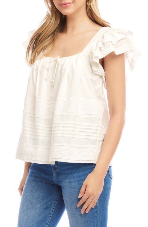 Karen Kane Ruffle Sleeve Embroidered Top