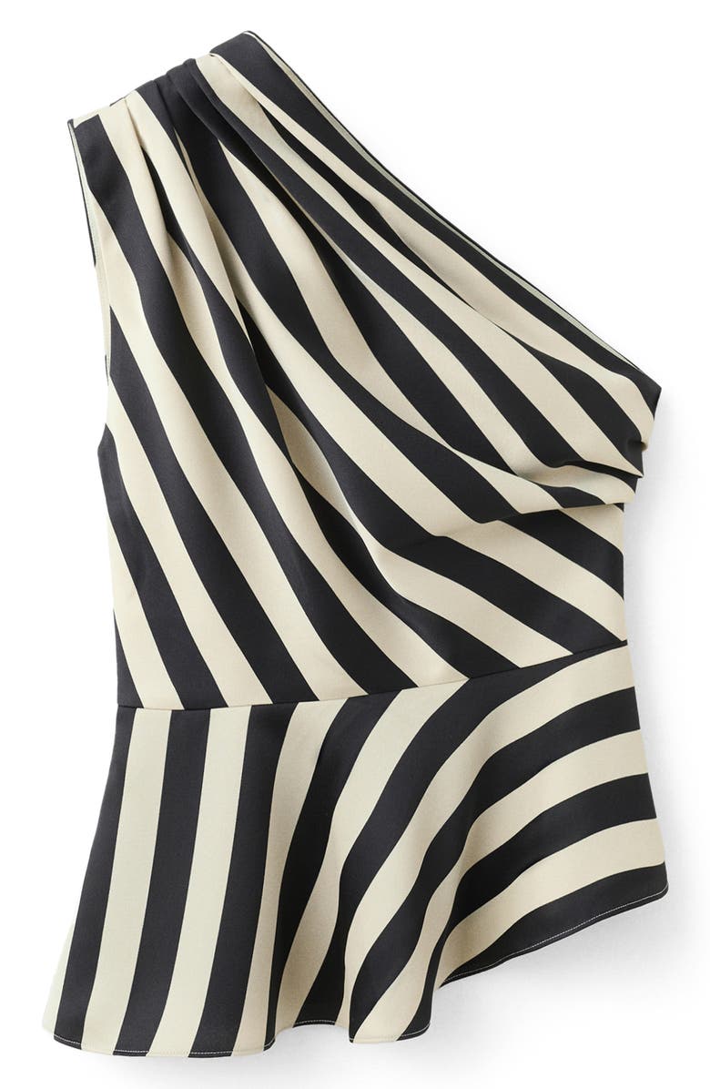 MANGO Stripe One-Shoulder Peplum Top, Alternate, color, 