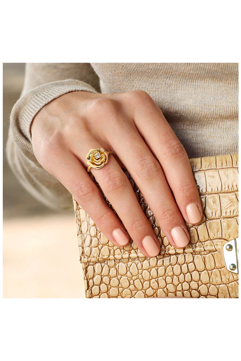 Created White Sapphire Rose Ring, Alternate, color, GOLD