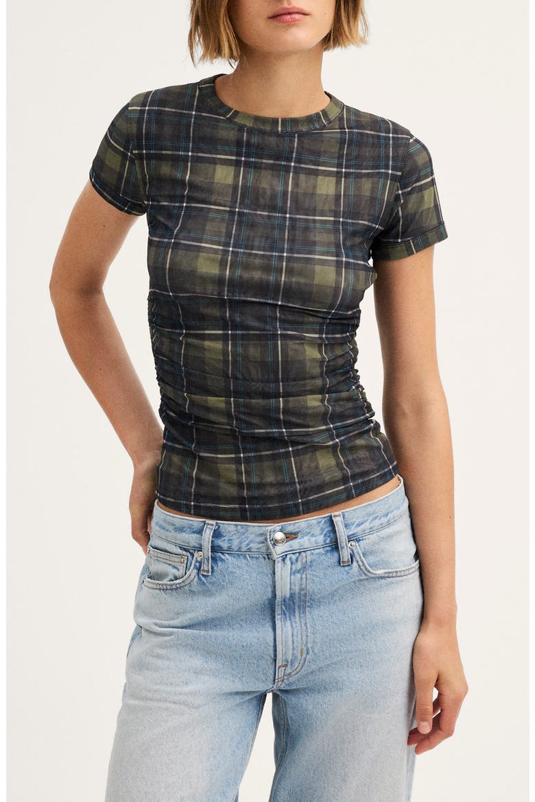Ruched Cap Sleeve Tee, Main, color, OLIVE