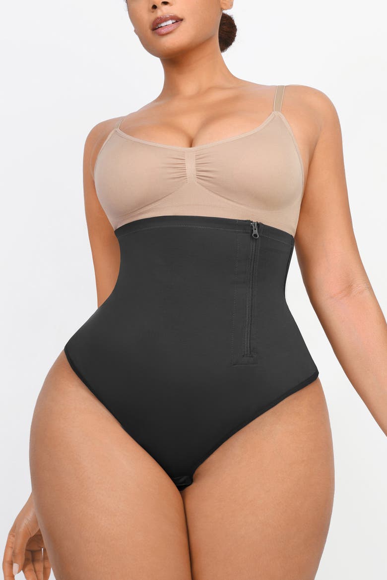 Side Zip Shaping Panty, Main, color, Jet Black