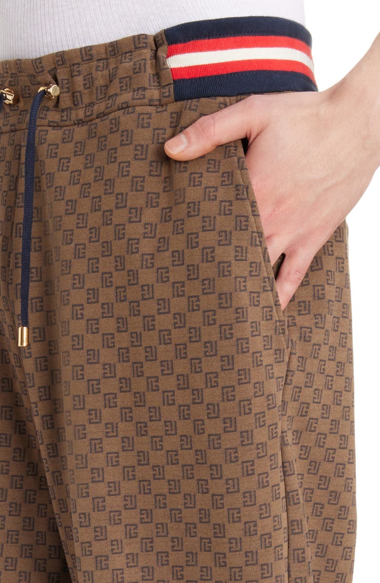 Balmain Mini Monogram Drawstring Pants, Alternate, color,