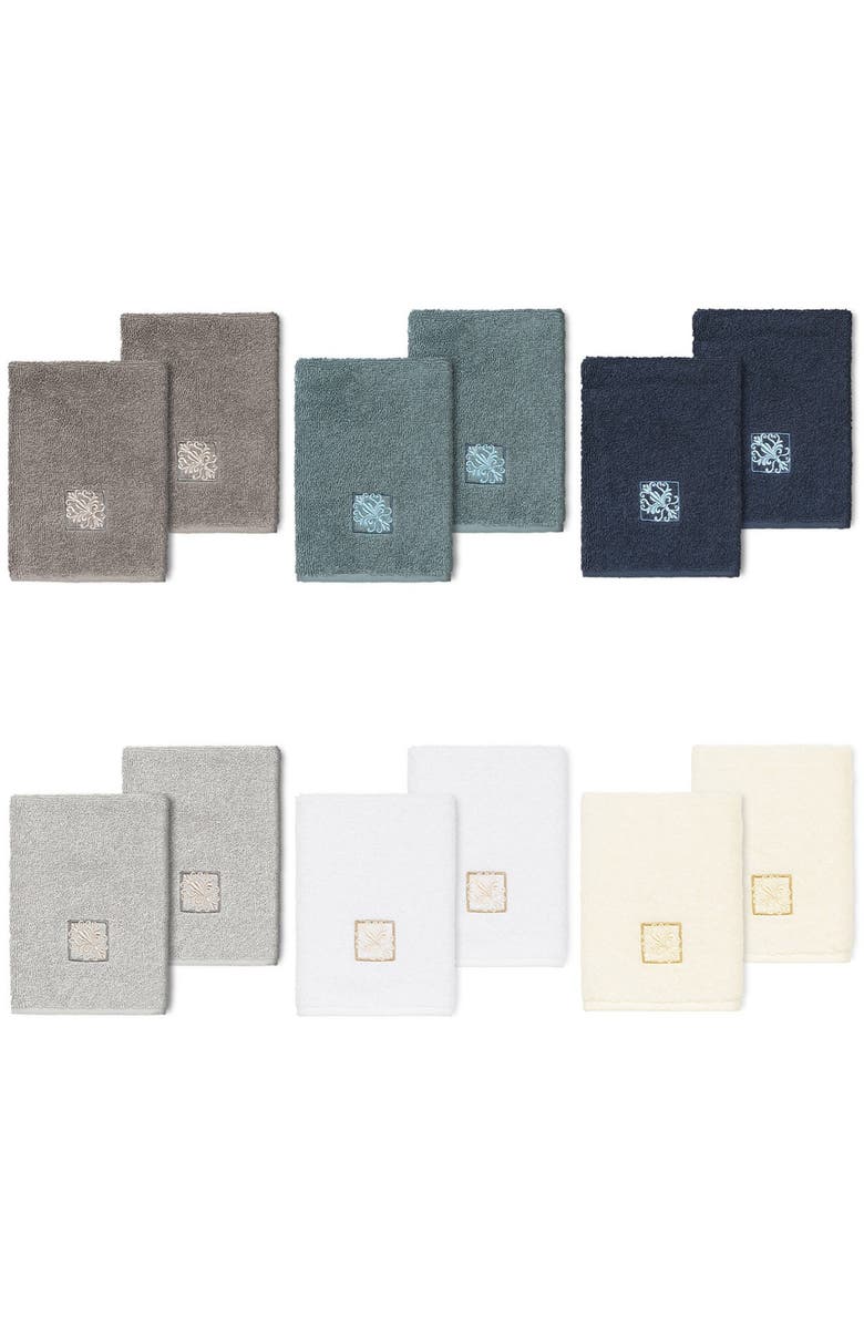 Linum Home Textiles Vivian Embellished Washcloth - Set of 2 - Cream, Alternate, color, Cream