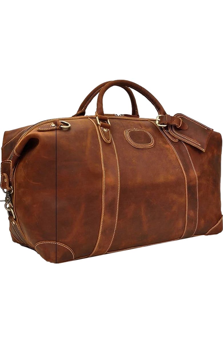 STEEL HORSE LEATHER The Eira Duffle Bag | Vintage Leather Weekender, Alternate, color, Brown