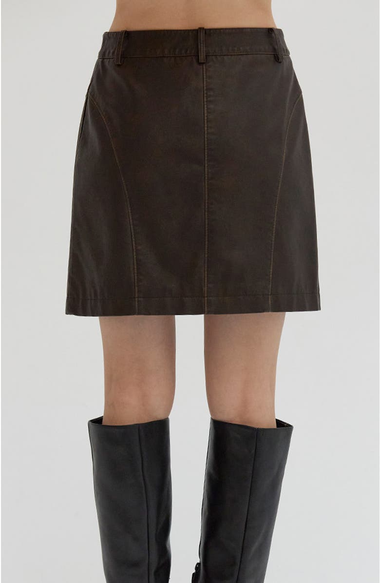 CRESCENT Distressed Faux Leather Mini Skirt, Alternate, color, 