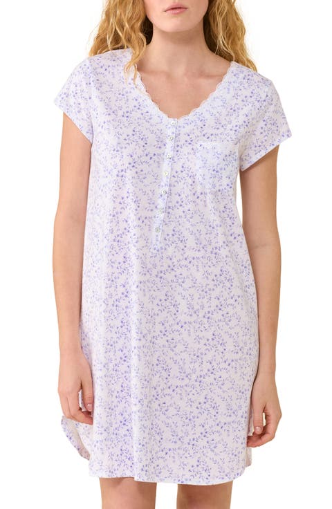 Floral Lace Trim Cotton Sleepshirt