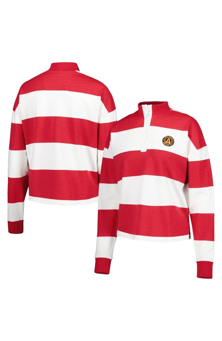 ANTIGUA Women's Antigua  White Atlanta United FC Radical Rugby Stripe Long Sleeve T-Shirt, Main, color, White