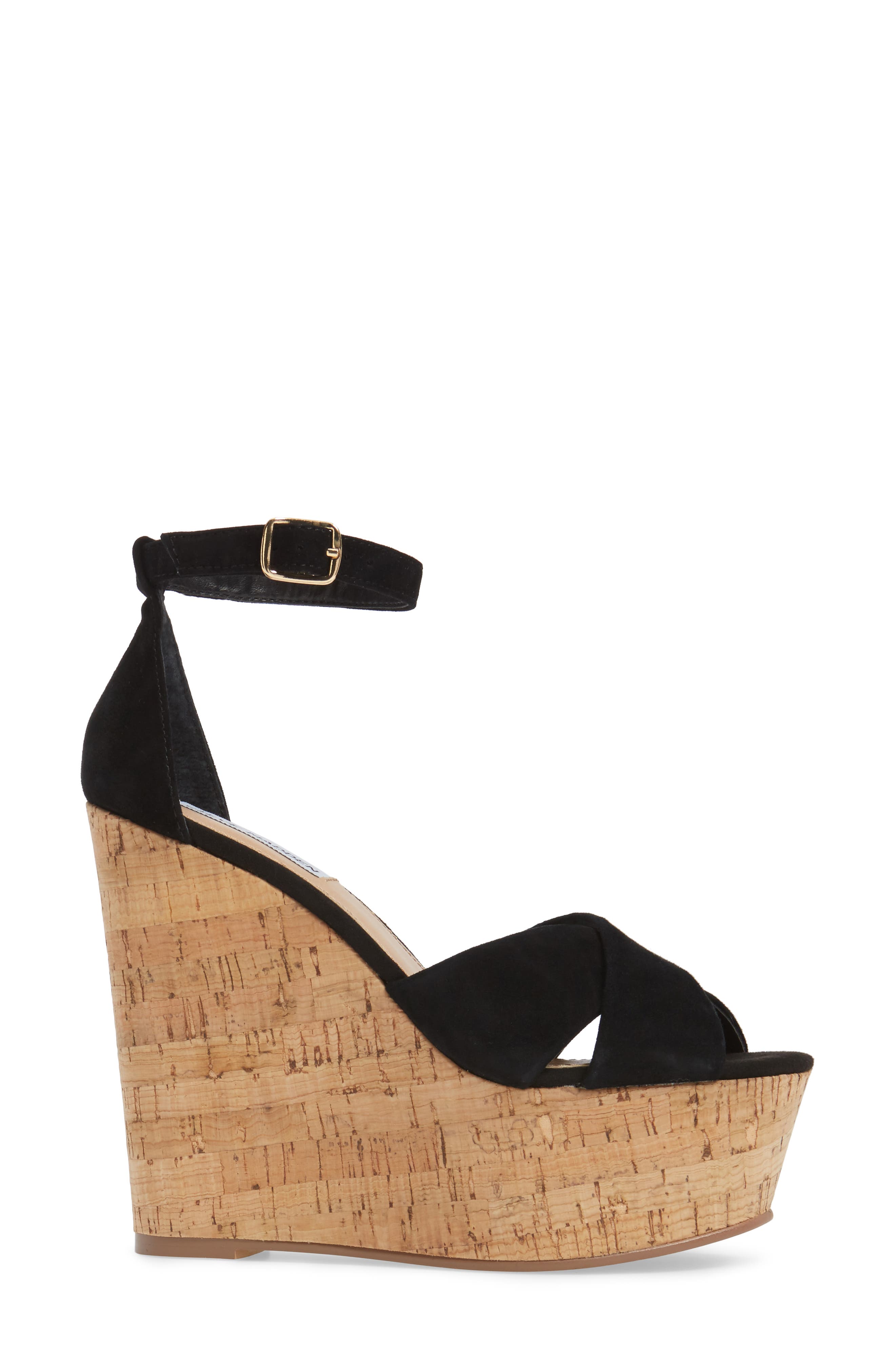Striking Platform Wedge, Alternate, color, BLACK SUEDE