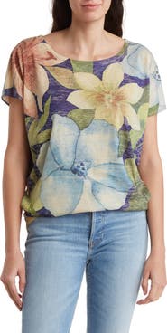 GO COUTURE Floral Print Short Sleeve T-Shirt