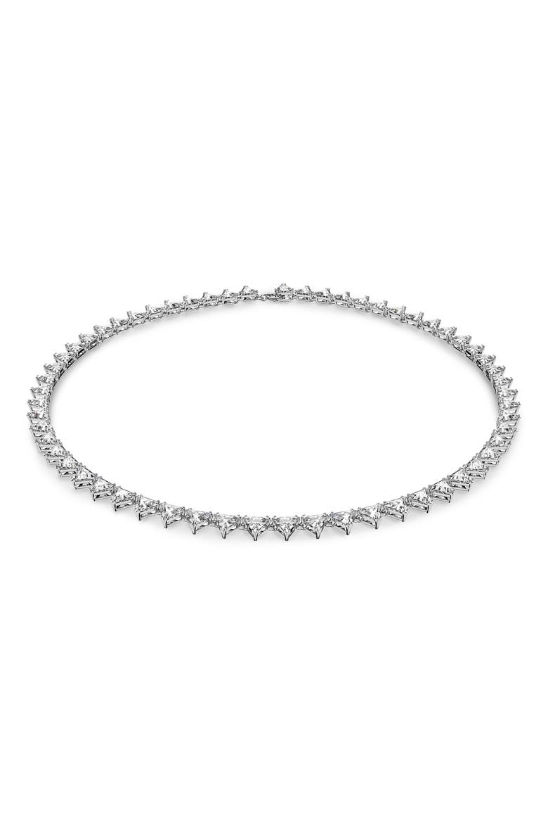 Matrix Triangle Cut Cubic Zirconia Tennis Necklace, Main, color, WHITE