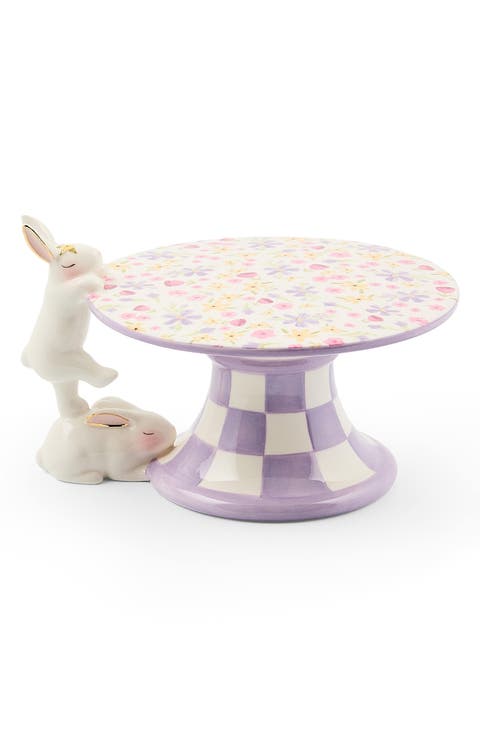 Posie Patch Mini Bunny Ceramic Pedestal Platter