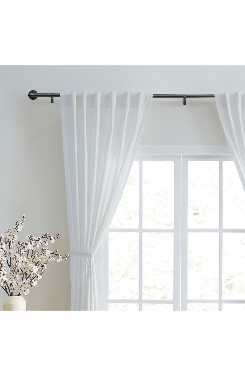DKNY Wade Adjustable Curtain Rod & Finial Set, Alternate, color, Black