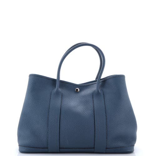 Pre-owned Hermes  Hermes Garden Party Tote Leather 36 In Blue
