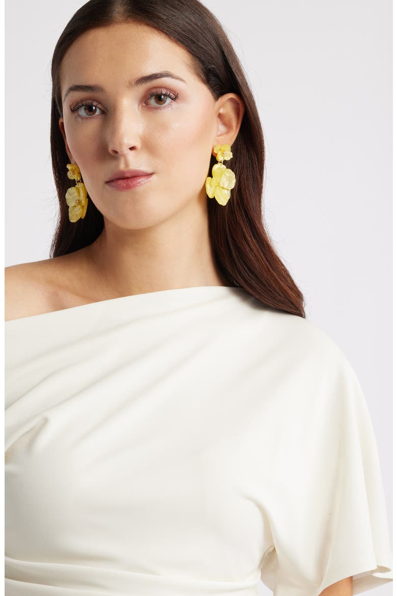 Pansy Drop Earrings, Alternate, color, YELLOW- GOLD