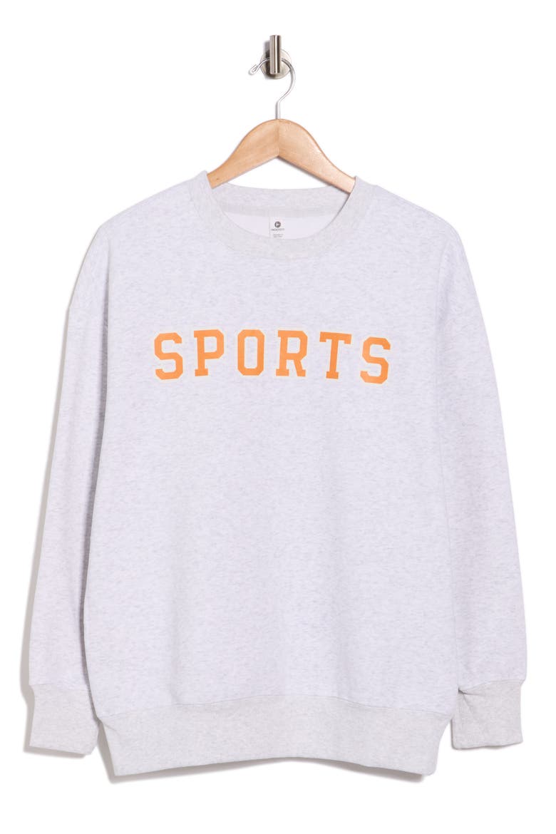 Varsity Vault Fleece Graphic Sweatshirt, Alternate, color, HEATHER LIGHT GREY/ ORANGE