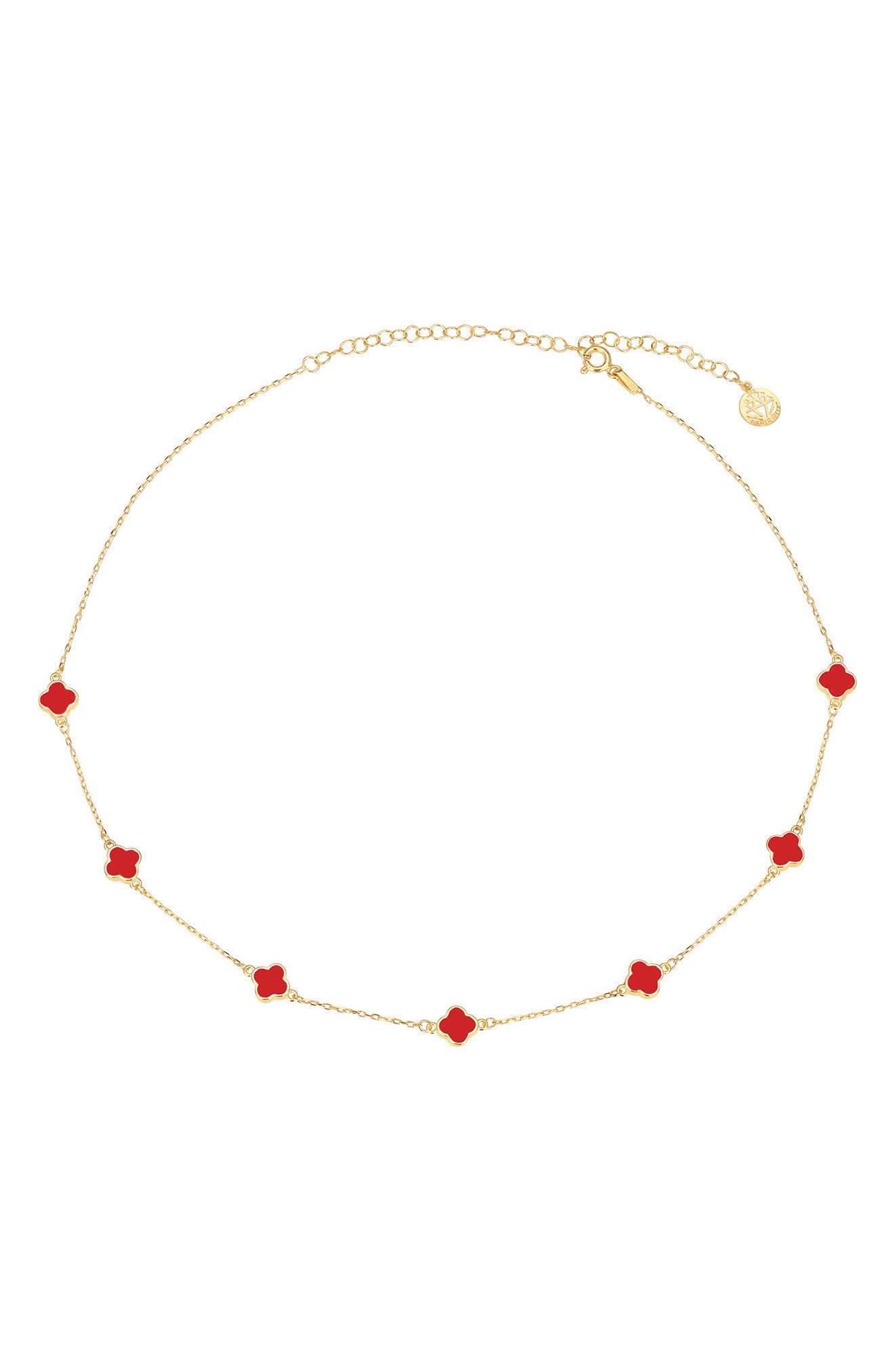 GABI RIELLE Scarlet Clover Station Necklace