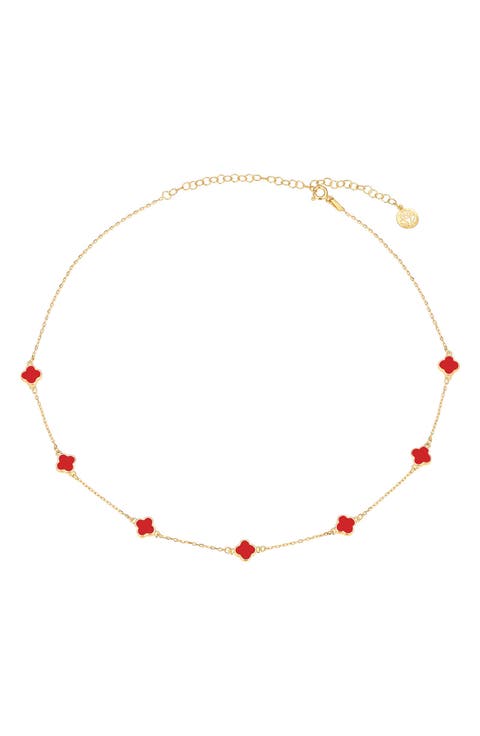 Scarlet Clover Station Necklace