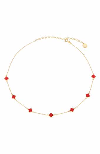 GABI RIELLE Scarlet Clover Station Necklace
