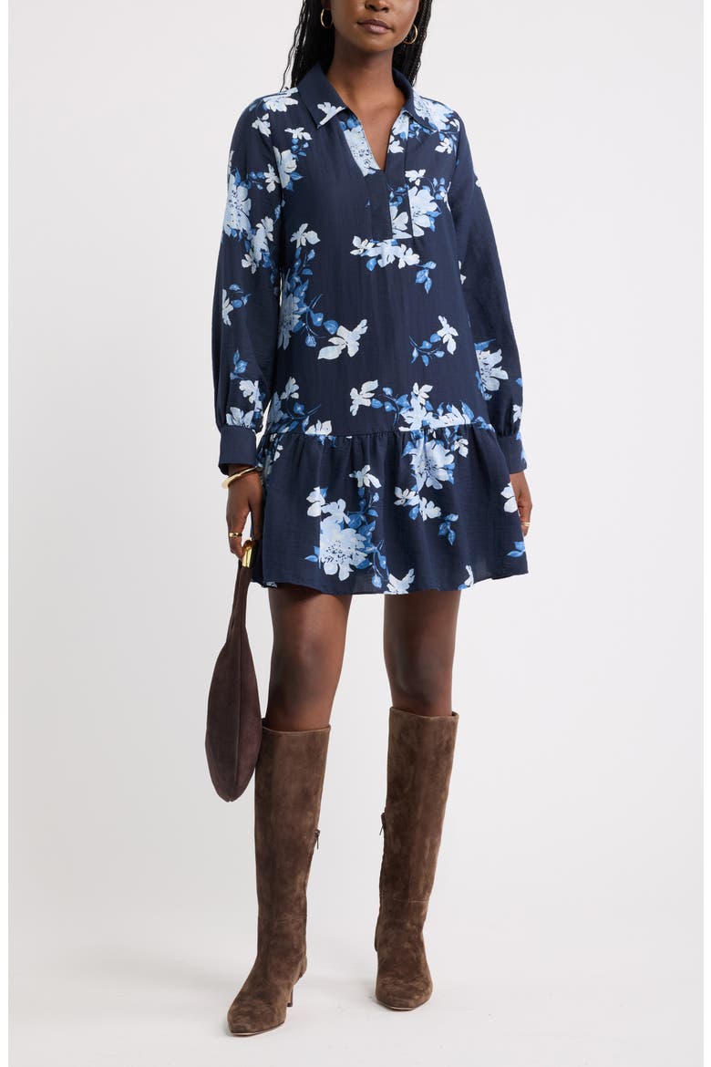 Tiered Minidress, Alternate, color, NAVY- BLUE ALLIE FLORAL