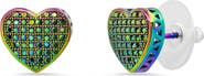 STEELTIME Pavé Simulated Diamond Heart Stud Earrings