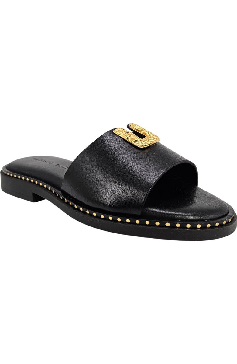 Madison Maison Leather Hammered Hardware Sandal, Alternate, color, Black