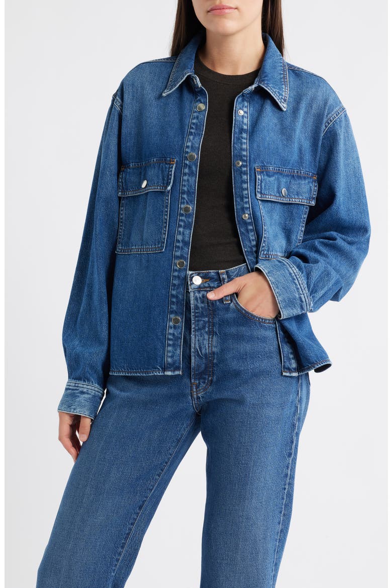 High Low Denim Shirt, Main, color, WANDER