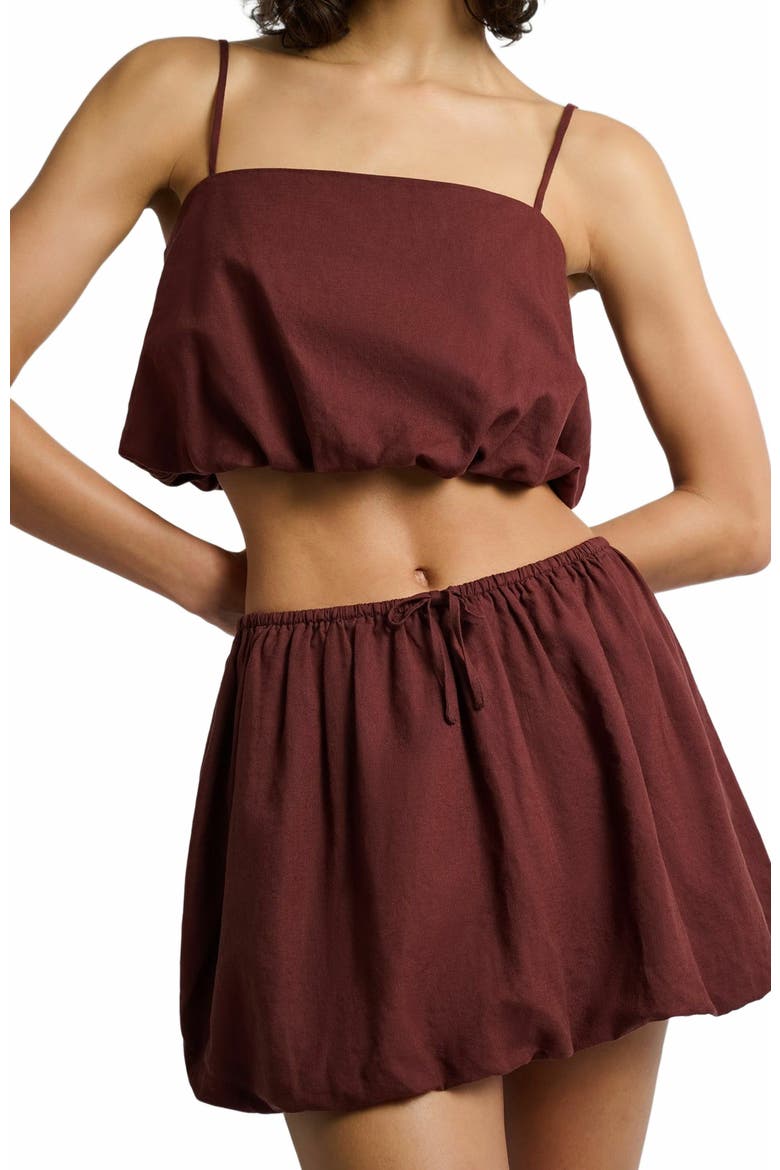 Air Linen Bubble Crop Top, Alternate, color, RUM