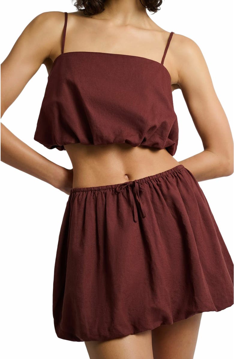 Onia Air Linen Bubble Crop Top, Alternate, color, Rum