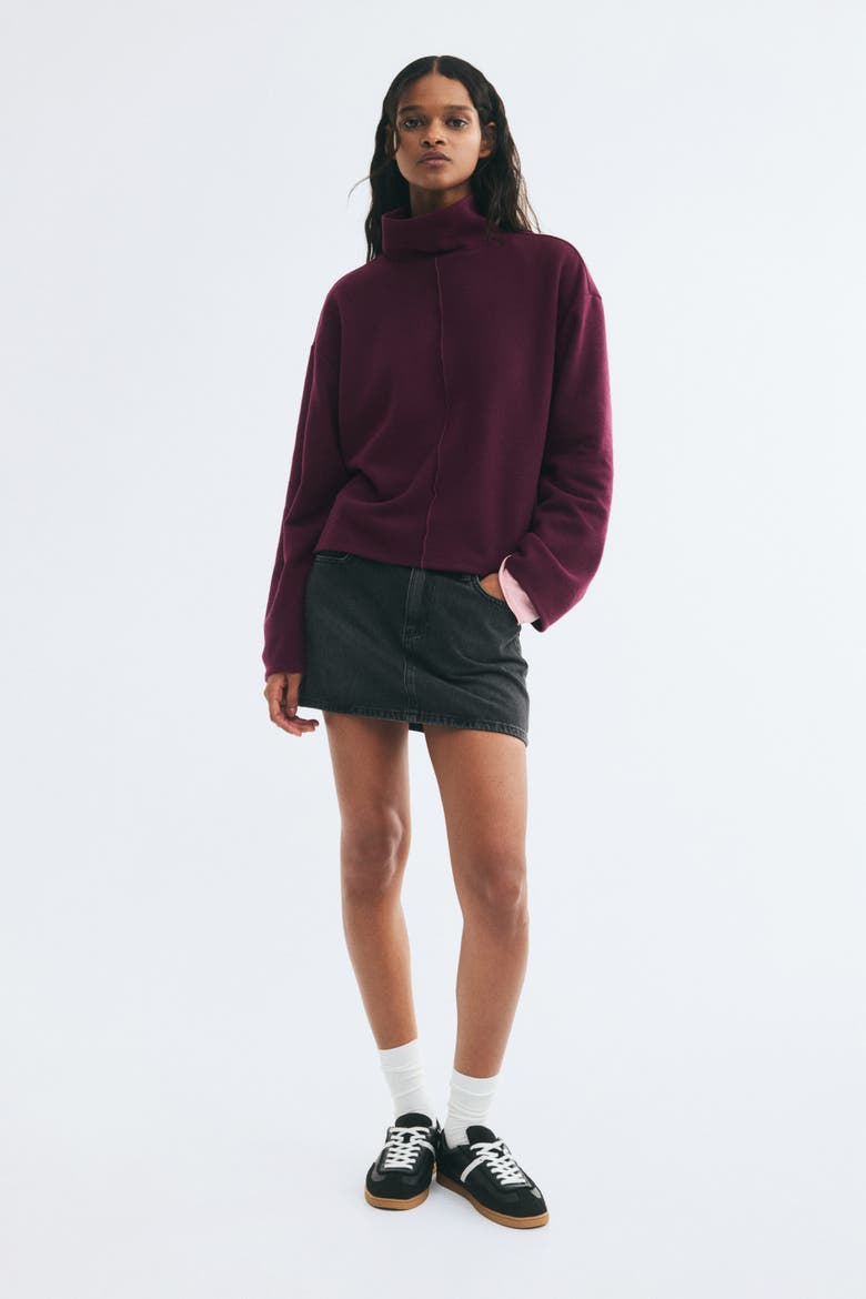 Loose-fit Mock Turtleneck Sweater, Alternate, color, Burgundy