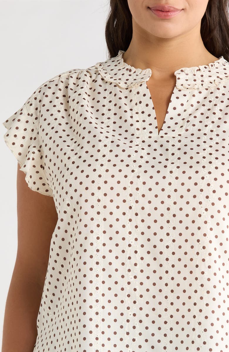 Wit & Wisdom Flutter Sleeve Top, Alternate, color, Ecru/ Brown