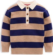 Mini Boden Kids' Striped Rugby Sweater