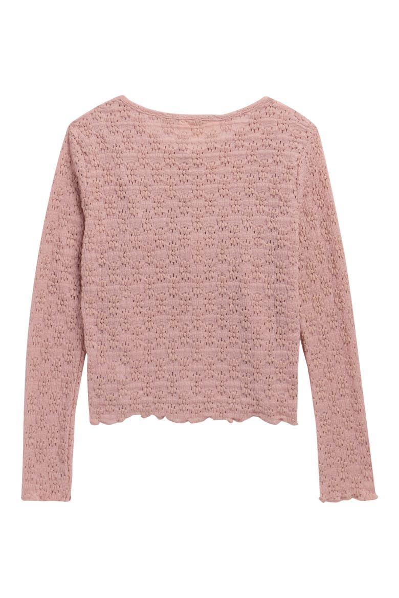 Kids' Floral Knit Lettuce Edge Cardigan, Alternate, color, PINK