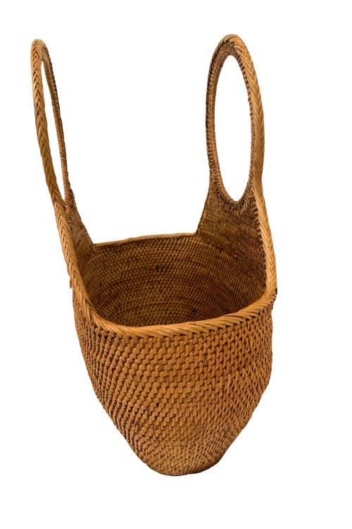 Pink Haley Lora Rattan Beach Tote In Brown