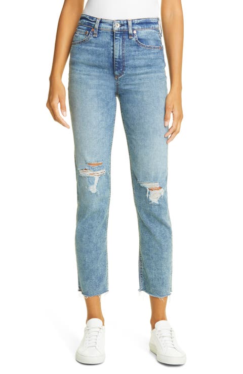 Nina Ripped High Waist Ankle Cigarette Jeans (Bloomfield)