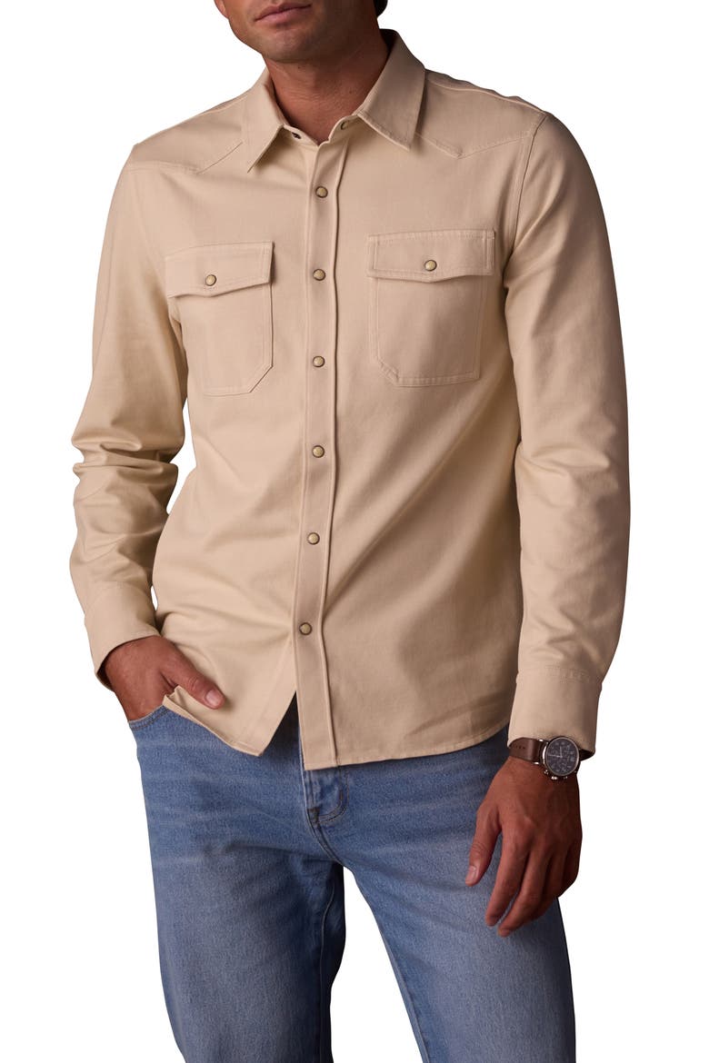 Tentoma Cotton Stretch Twill Snap-Up Western Shirt, Main, color, BONE