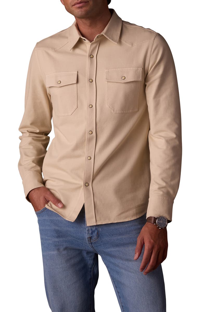 The Normal Brand Tentoma Cotton Stretch Twill Snap-Up Western Shirt, Main, color, Bone