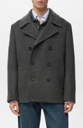 MANGO Wool Blend Double Breasted Peacoat