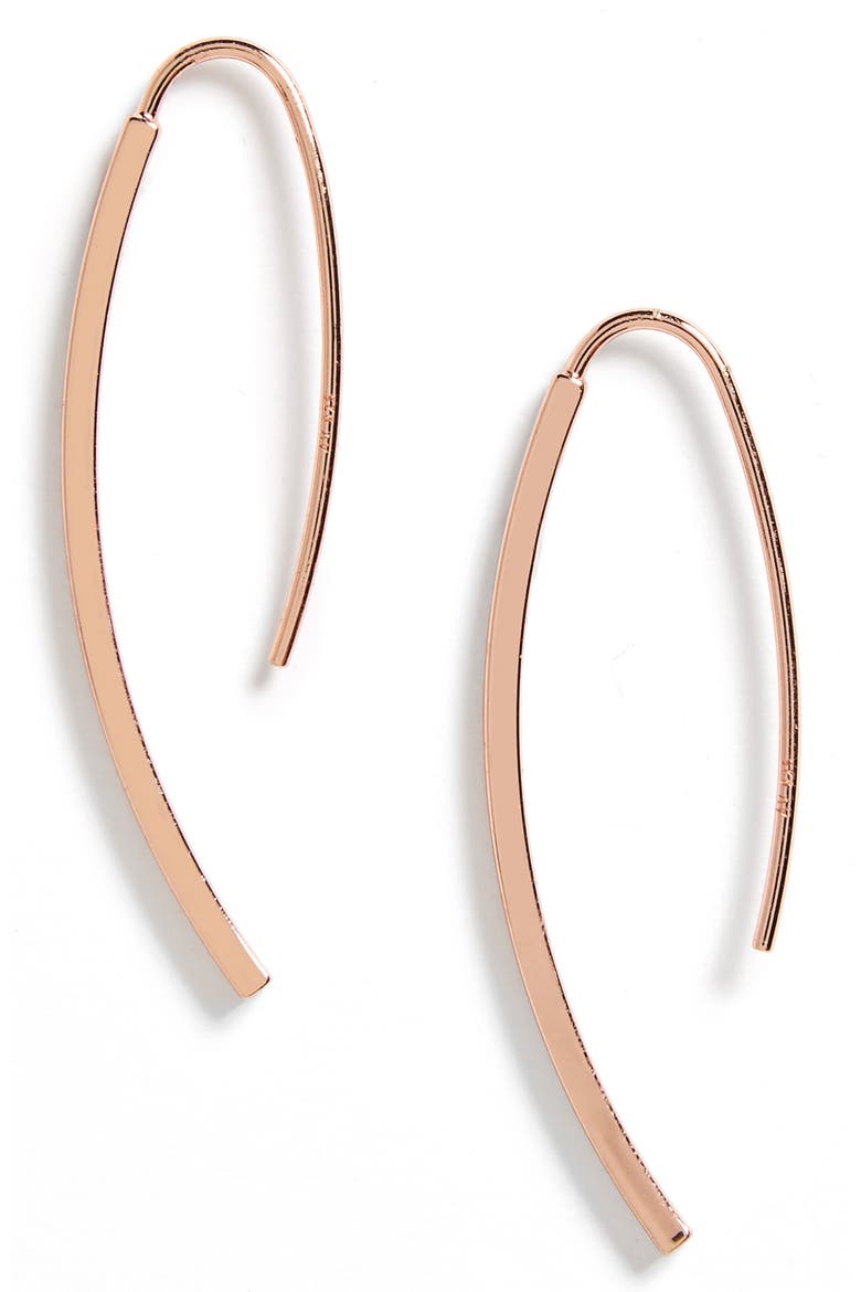 Curved Drop Earrings, Main, color, ROSE GOLD